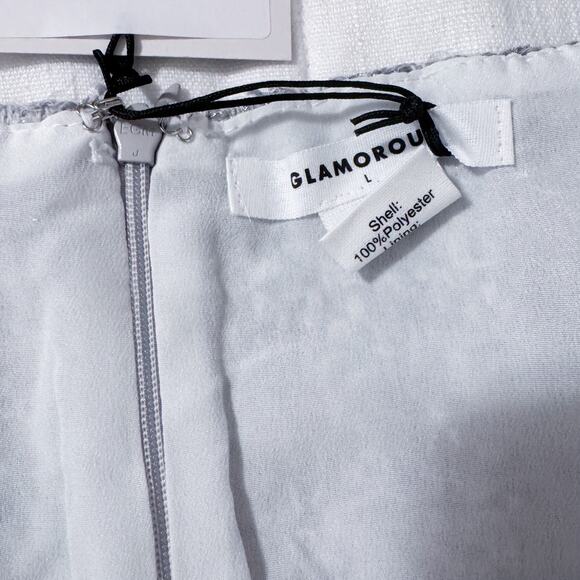 Glamorous Silver Tweed Sequin Mini Skirt Women’s LARGE. Holiday.‎ NWT. $89 MSRP - Picture 7 of 10